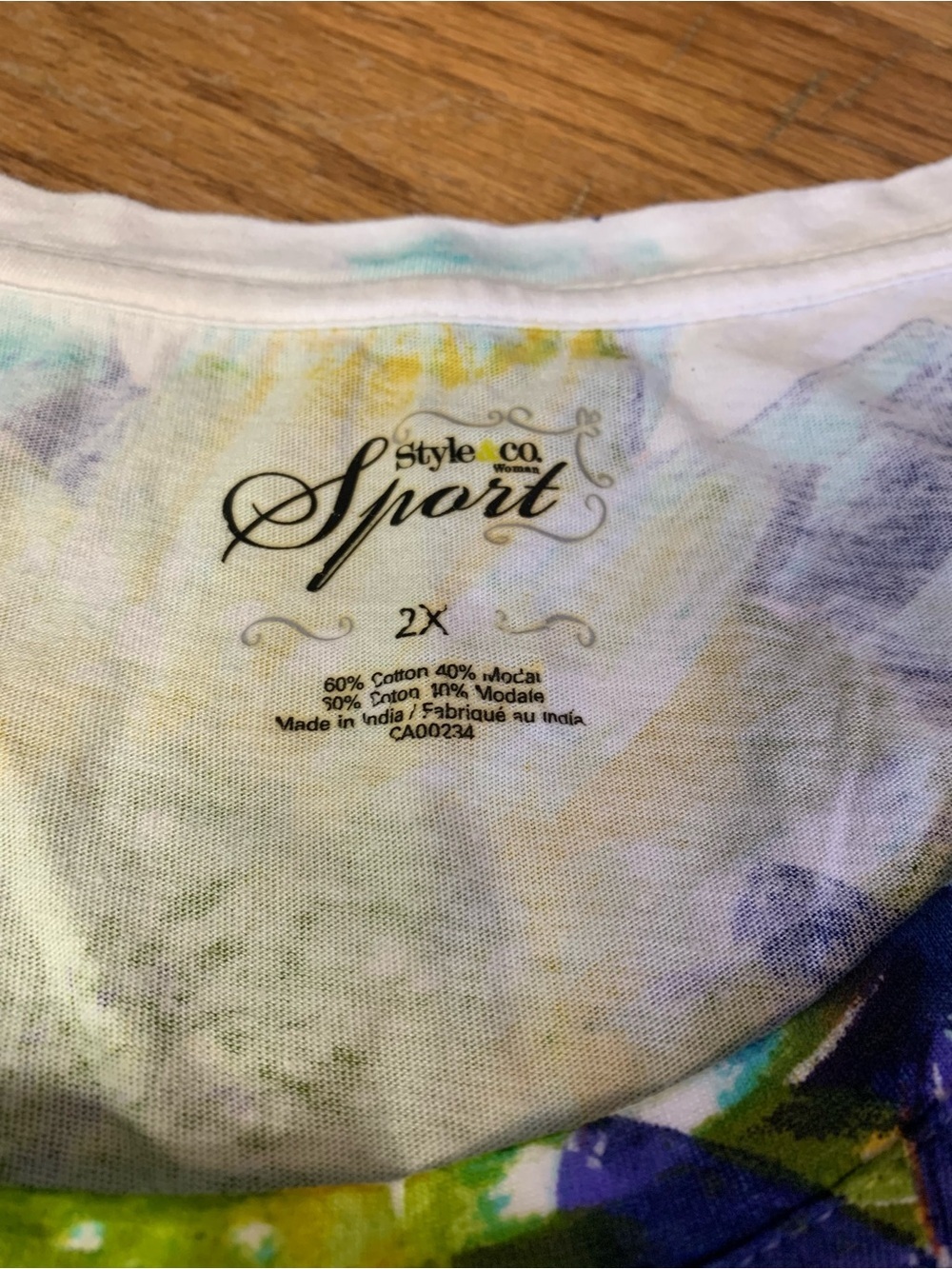 Style & Co. Sport Floral Graphic Tee - Plus Size 2X - Picture 2 of 7